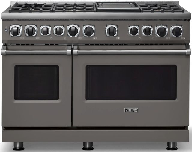 Viking® 7 Series 48" Damascus Gray Pro Style Dual Fuel Range with 12" Griddle-2