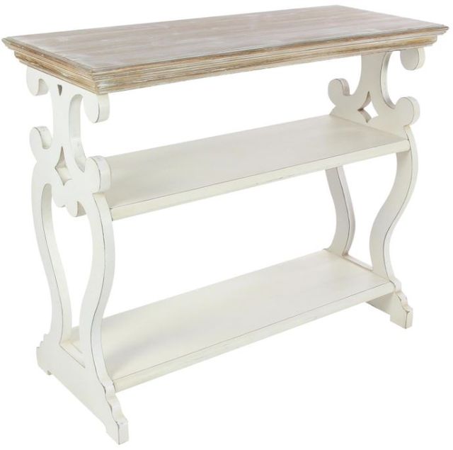 Deco Marche Brown Console Table with White Base-0