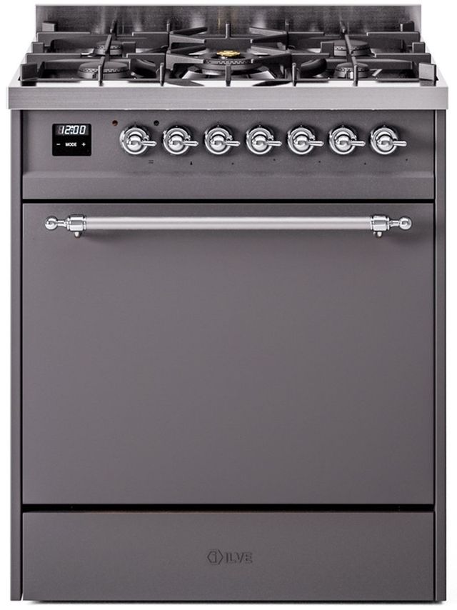 Ilve® Nostalgie II Series 30" Graphite Matte Pro Style Dual Fuel Range-0