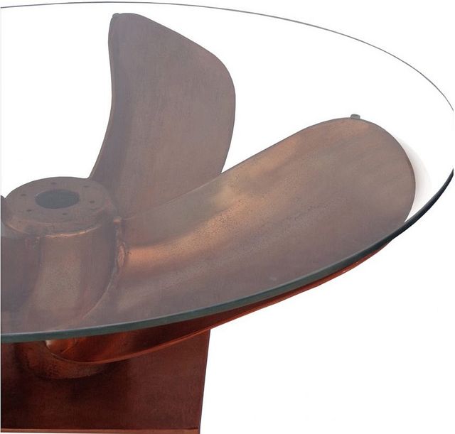 Moe's Home Collection Archimedes Glass Top Coffee Table with Copper Base-2