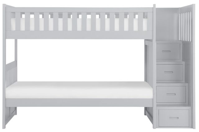 Homelegance® Orion Gray Twin/Twin Bunk Bed With Reversible Step Storage-2