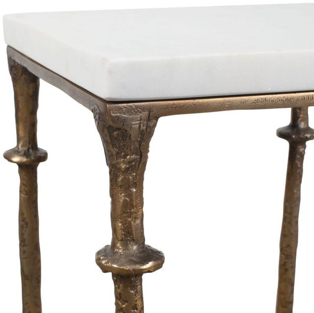 Uttermost® Penelope Antique Brass/White Marble Accent Table-4