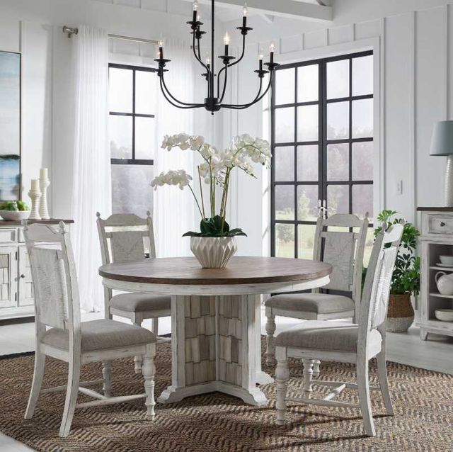 Liberty Furniture River Place 5-Piece Gray/Riverstone White/Tobacco Dining Table Set-1