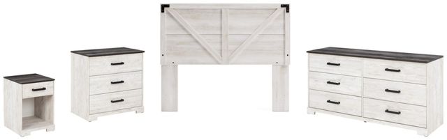 Signature Design by Ashley® Shawburn 4-Piece Whitewash Queen Panel Headboard Bedroom Set-0