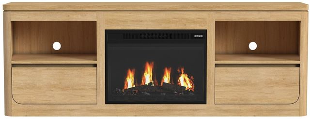 Elements International Rosalie Natural 71" TV Console with Fireplace Insert -3