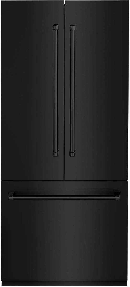 ZLINE 36" 19.6 Cu. Ft. Black Stainless Steel Built-In French Door Refrigerator with Bright White Interior-0