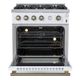 FORNO® Marco 30" White Pro Style Gas Range with Antique Brass Accents-1