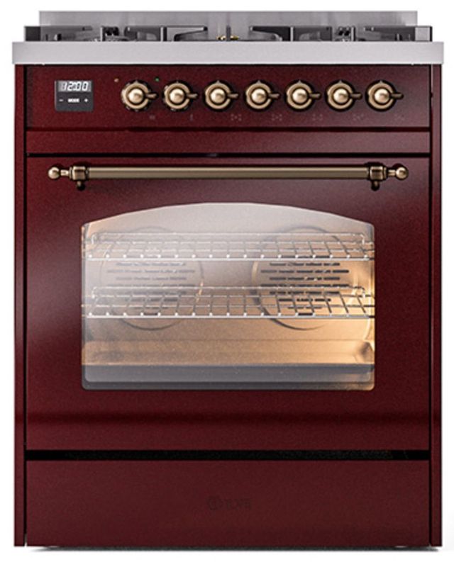 Ilve® Nostalgie II Series 30" Burgundy Pro Style Dual Fuel Range-2