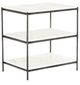 Four Hands Felix Polished White Marble Nightstand with Hammered Gray Finish-0
