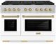 ZLINE Autograph Edition Paramount 48" Satin Stainless Steel Pro Style Dual Fuel Range with White Matte Door and Champagne Bronze Accents-0