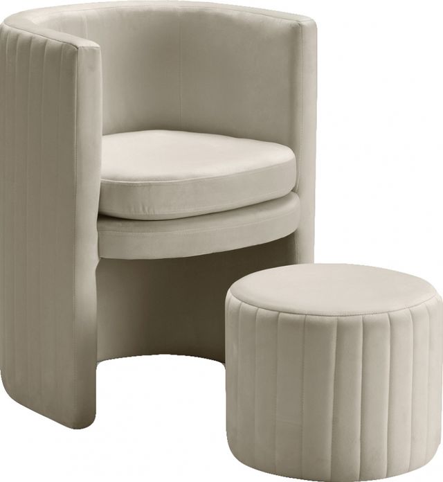 Meridian Furniture Selena 2-Piece Cream Chair and Ottoman Set-0