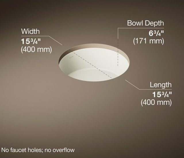 Kohler Verticyl® Biscuit 15.75" Round Undermount Bathroom Sink-3
