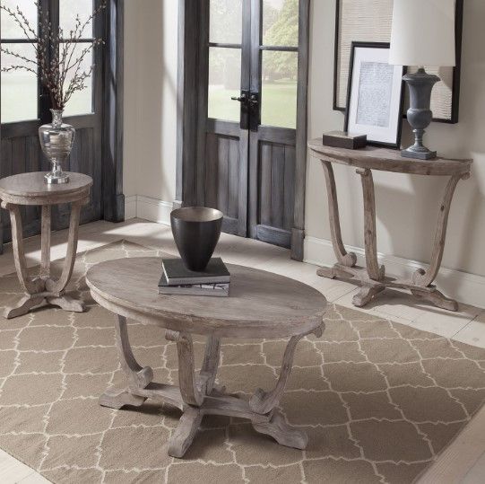Liberty Furniture Greystone Mill 3-Piece Stone White Wash Occasional Table Set -1