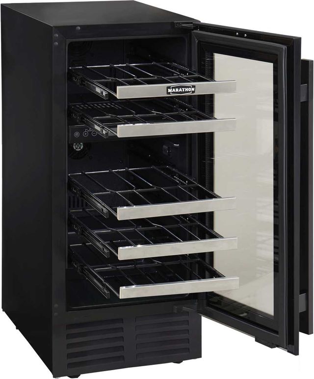 Marathon® 15" Black Stainless Steel Dual Zone Built-In Wine Cooler-3