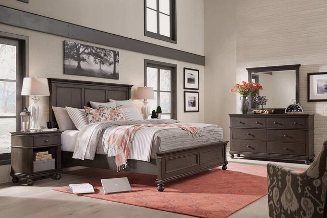 aspenhome® Oxford Peppercorn King Panel Bed-1