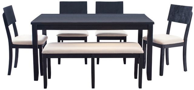 Linon Jordan 6-Piece Beige/Dark Charcoal Dining Set-0