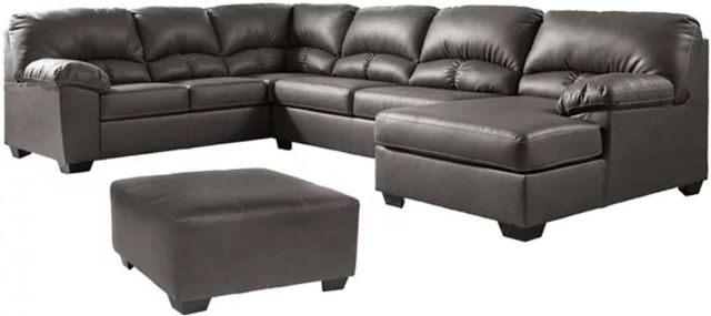 Benchcraft® Aberton 2-Piece Gray Sectional with Ottoman-0