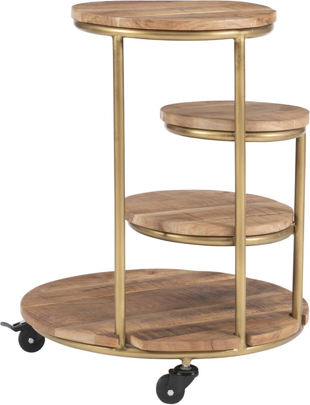 Powell® Collis Natural Four Tiered Plant Stand with Gold Frame-4
