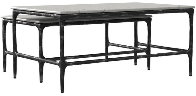 Coaster® Ebby 2-Piece White Nesting Coffee Table with Black Base Set-4