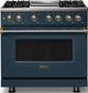 Viking® 5 Series 36" Squall Pro Style Dual Fuel (LP) Range with Brushed Brass Trim-0