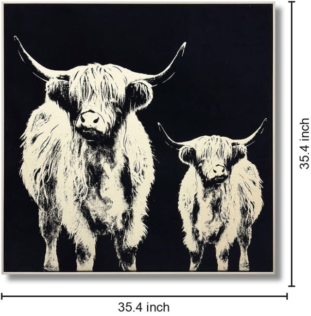 Classy Living Contemplative Monochrome Highland Pair Wall Art-1