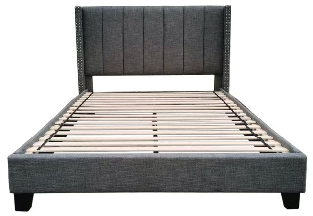 Mazin Furniture Clara Dark Grey King Upholstered Platform Bed-1