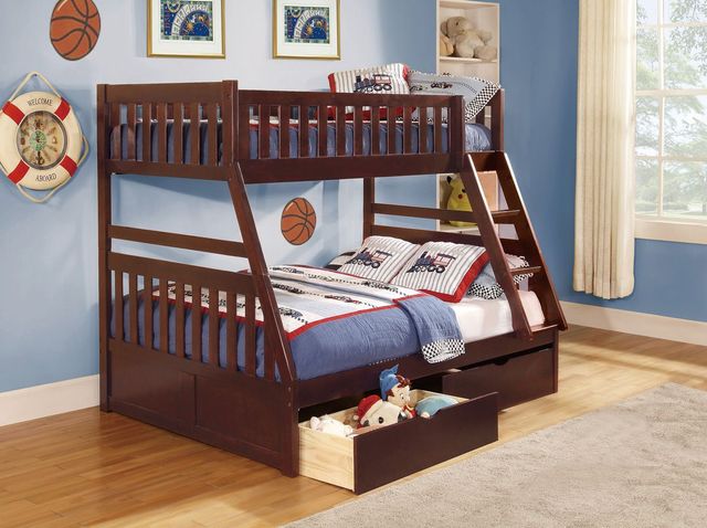 Homelegance® Rowe Dark Cherry Youth Twin/Full Storage Bunk Bed-1