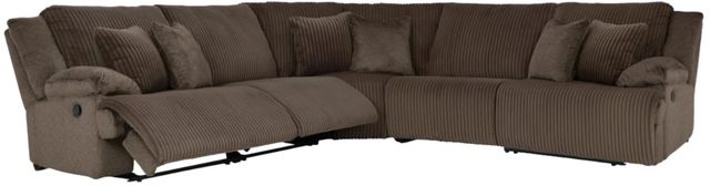 Signature Design by Ashley® Top Tier 5-Piece Chocolate Manual Reclining Curved Sectional-2
