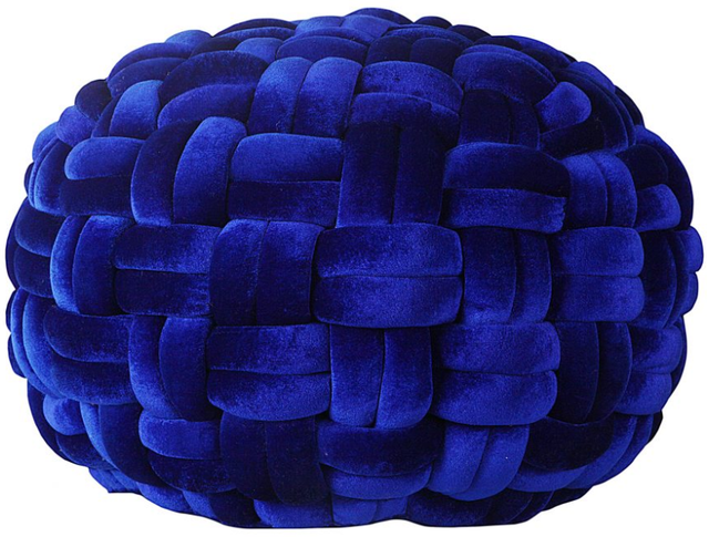 Moe's Home Collection PJ Royal Blue Velvet Pouf-1