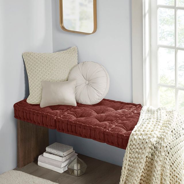 Olliix by Intelligent Design Azza Spice 20" x 20" Poly Chenille Square Floor Pillow Cushion-1
