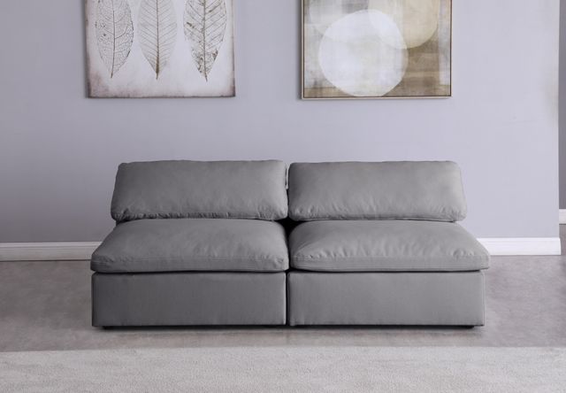 Meridian Furniture Serene Grey Linen Fabric Deluxe Cloud Modular Armless Sofa-3