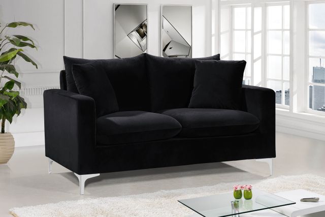 Meridian Furniture Naomi Black Velvet Loveseat-1