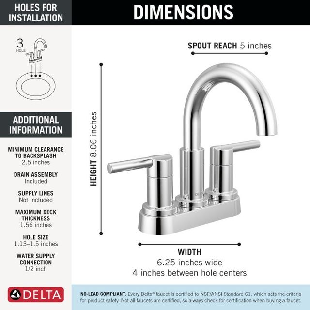 Delta Nicoli® Chrome 2-Handle Centerset Bathroom Faucet-3