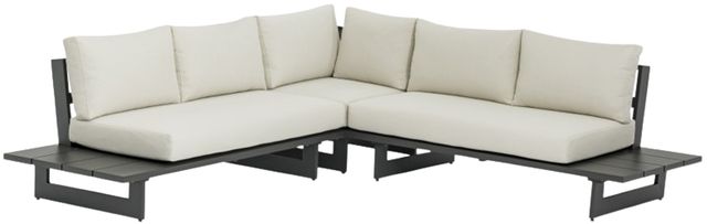 Meridian Furniture Maldives 3-Piece Cream/Gray Aluminum/Fabric Outdoor Modular Sectional-0