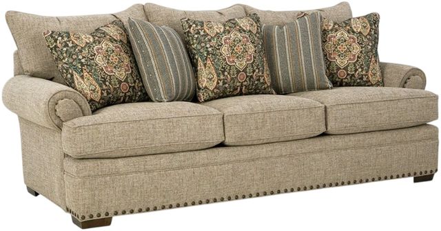 Craftmaster® Customizable Craftmaster Essentials Rolled Arm Three Cushion Sofa-0