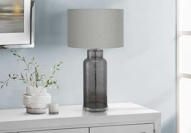 Monarch Specialties Inc. Grey Glass Table Lamp with Grey Shade-2