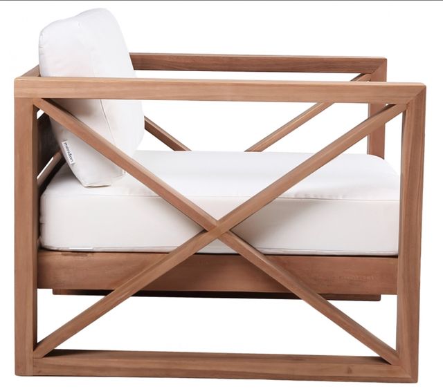 Meridian Furniture Anguilla Natural Teak/Off-White Fabric/Wood Outdoor Accent Chair-2