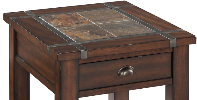 Magnussen Home® Roanoke Cherry Chairside Square End Table with Slate Top -1