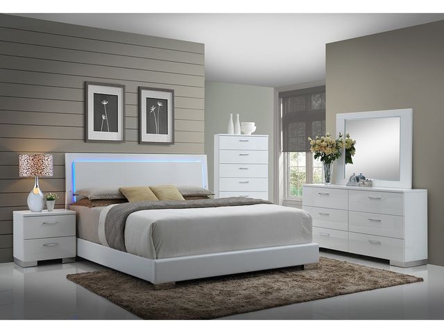 Coaster® Felicity Glossy White California King Headboard, Footboard and Slats-3