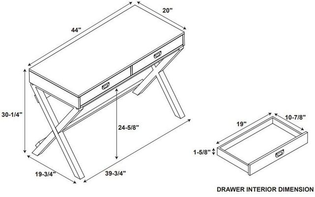 Linon Peggy Blue Writing Desk-2