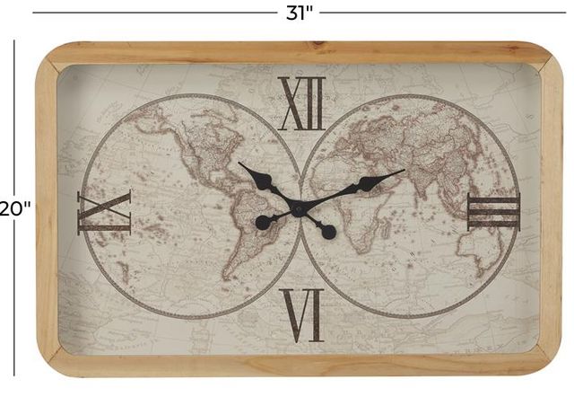 Deco Marche Brown World Map Wall Clock-3