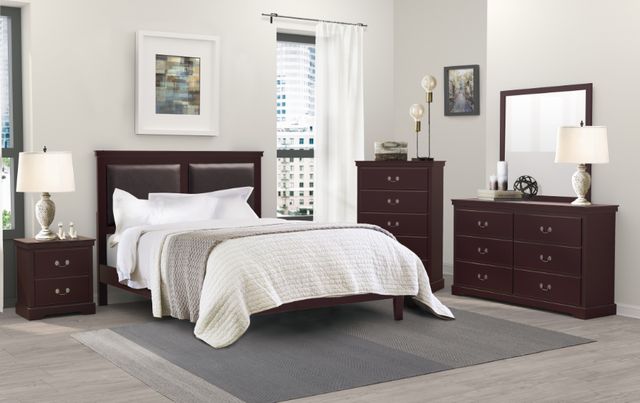 Homelegance® Seabright Cherry California King Upholstered Panel Bed-3