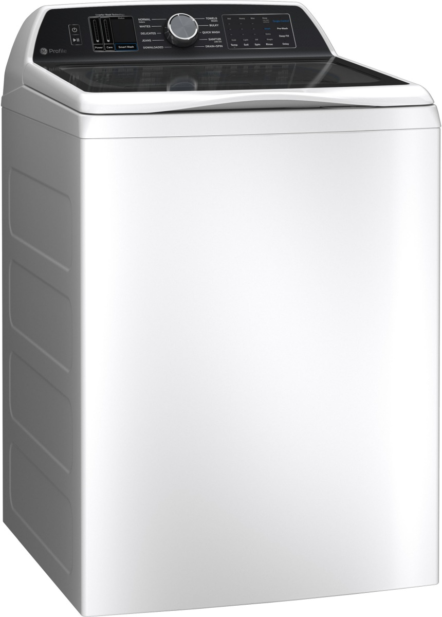 GE Profile - 5.3 Cu. Ft. High Efficiency Smart Top Load Washer with Smarter Wash Technology, Easier Reach & Direct Drive Motor - White
