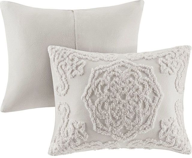Olliix by Madison Park Grey King/California Laetitia Tufted Cotton Chenille Medallion Comforter Set-3