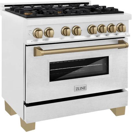 ZLINE Autograph Edition Legacy 36" Satin Stainless Steel Pro-Style Dual Fuel Range with Electric Convection Oven and Champagne Bronze Accents-3