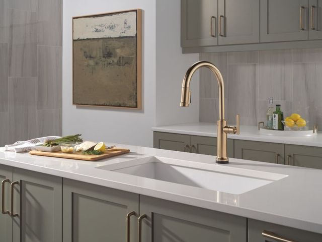 Delta Altado™ Champagne Bronze Touch2O® Technology Bar/Preparation Kitchen Faucet with Touchless Technology-1