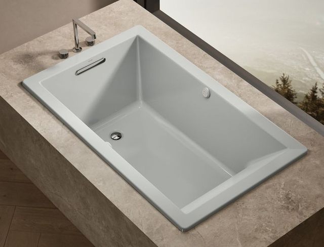 KOHLER® Underscore® Ice Gray 60" x 36" Drop-In Heated BubbleMassage™ Air Bath with Bask® Heated Surface-4