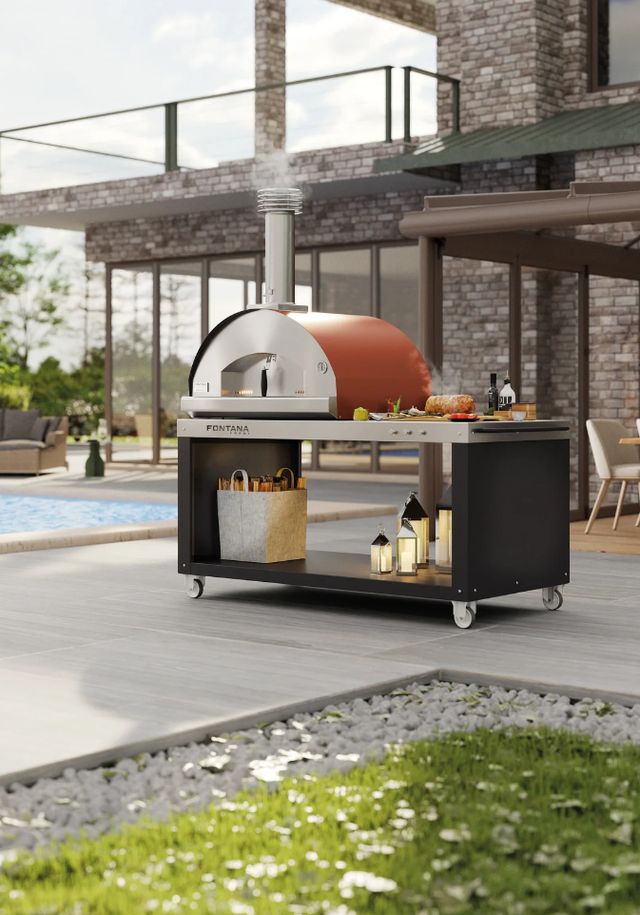 Fontana Forni Mangiafuoco 39" Red Pizza Oven -3
