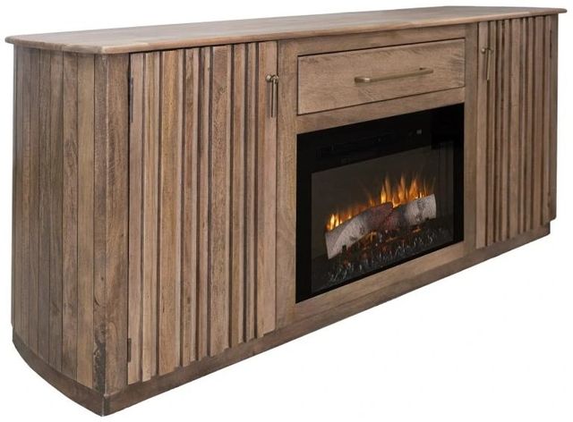 International Furniture Direct Mezquite Brown Fireplace TV Stand-0