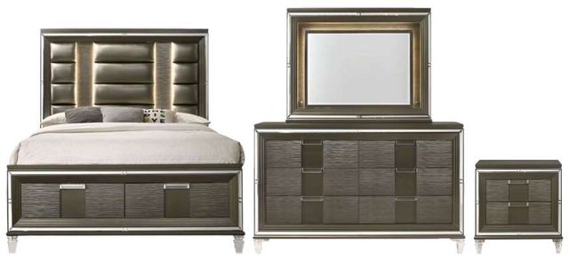 Elements International Twenty Nine 4-Piece Copper King Storage Panel Bedroom Set-0